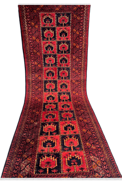 Check Box Pattern Afghani Handknotted Runner Area Rug