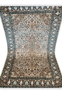 Kashmir Wool Kashan Ivory Handknotted Rug