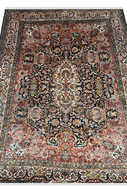 All over Kashan Medallion Sher Silk Carpet