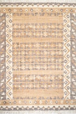 Golden Frame Brown Handcrafted Jute Carpet
