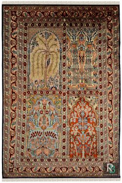 Four Box Hamadan Silk Rug