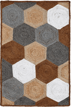 Ivory Diamond Pattern Natural Fiber Handmade Jute Rug