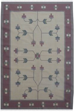 Cotton Cream Abstract Dhurry Rug