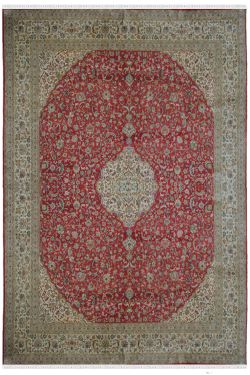 Oval Kashan Pure Silk Area Rug