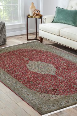 Oval Kashan Pure Silk Area Rug