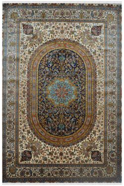 Oval Kashan Floral Pure Silk Carpet