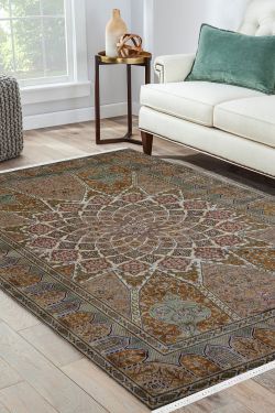 Nain Floral design Silk Rug