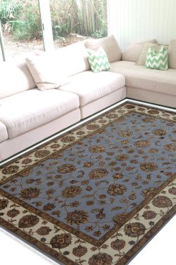 Sky Blue Mughal Wool Carpet