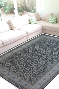 Gray Floral Embossed Area Rug