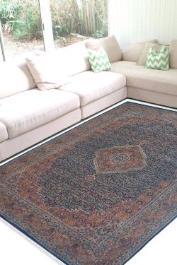 Rust Blue Bidjar Wool Carpet