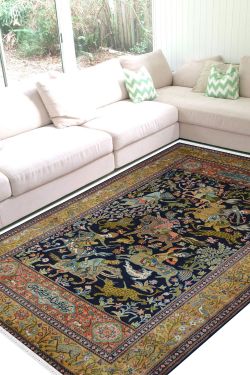 Kashmir Pure Silk Pictorial Hunting Rug