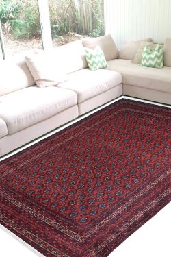 Mariam Maroon Afghan Bokhara Carpet