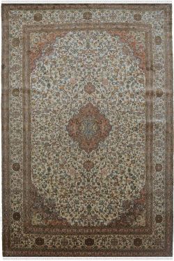 Ivory Fleur Kashmir Silk Area Rug