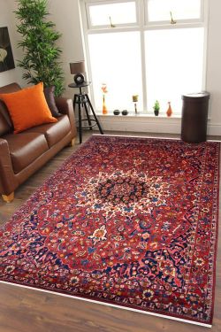 Afghan Chakra 8x10 Traditional Maroon Afghan Area Rug