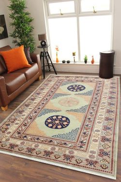 Antique Cream Ethnic Design Vintage 6 by 9 ft Carpet