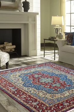 Aqua Medallion Classic pure wool Handknotted rug