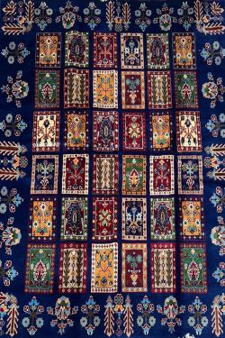 Blue Pashto Pattern Handmade Afghan Rug
