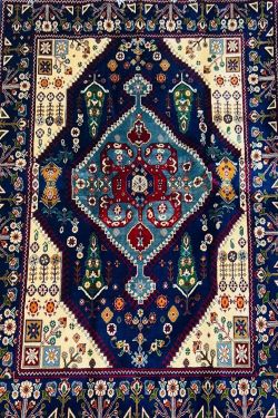 Cobalt Blue Caucasian Afghan Handknotted Rug