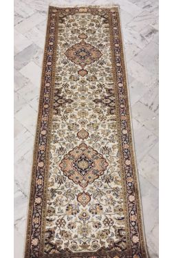 Dual Medallion Kashan Silk Runner