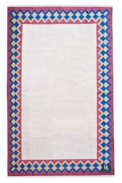 Dual Diamond Border Flat-Woven Dhurrie