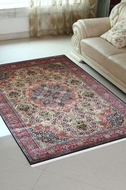 Blue Kashan Bageecha Pure Silk Handkotted Carpet