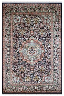 Circular Flora Handknotted Silk Area Rug 