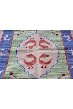 Four squared Woolen Area Dhurrie