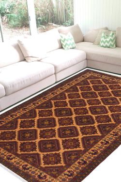 Brown Geometric Zig Zag Afghan rug