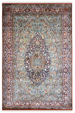 Oval Medallion Handknotted Silk Area Rug