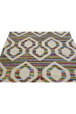 Hexagonal Paan Jute Chindi Dhurrie