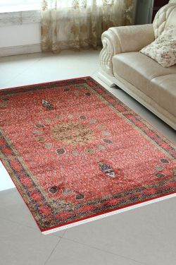 Red Shahi Ardabil Silk Carpet