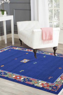 Floral Border Woolen Dhurrie