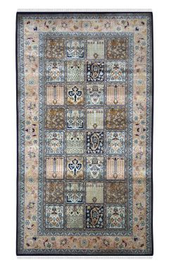 Jaali Neel Hamadan Pure Silk Carpet