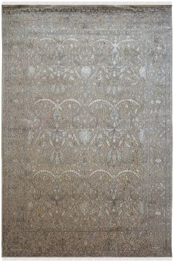 Embossed Floral Grey Pastel Wool Area Rug