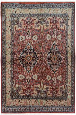 Maroon Fleur Kashan Silk rug