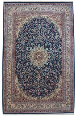 Blue Oval Medallion Area Floral Rug