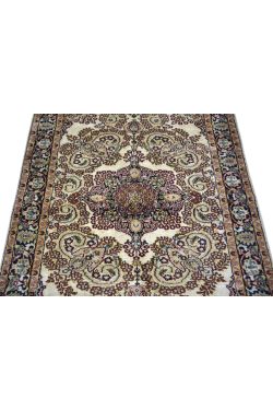 Ivory Sapera Kashan Silk on Cotton Area Rug