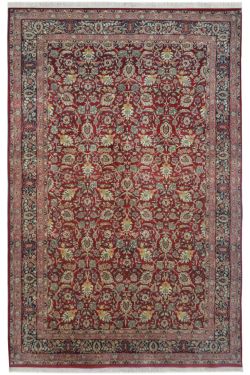 Maroon Bed of Flowers Wool Rug