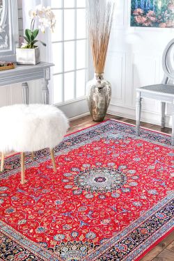 Kashan Large Red Wool Oriental Carpet