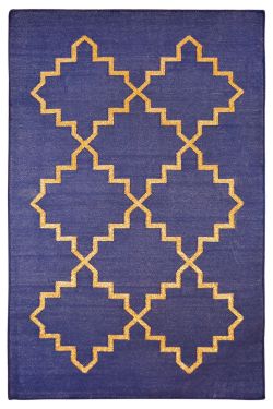 Cotton Zanjeer Gold Lurix Handmade Dhurrie