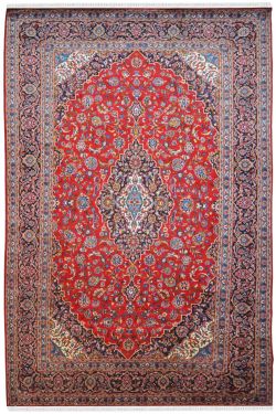 Ivory Medallion Kashan Handmade Woolen Rug 