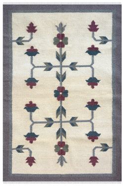 Floral Jaal Flat-Woven Wool Durrie