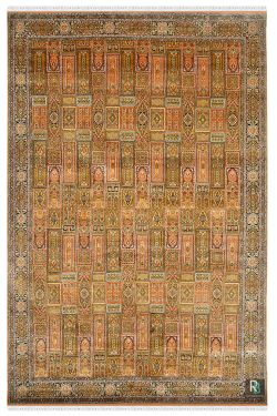 Jewel Mehandi Qum Silk Handknotted Carpet