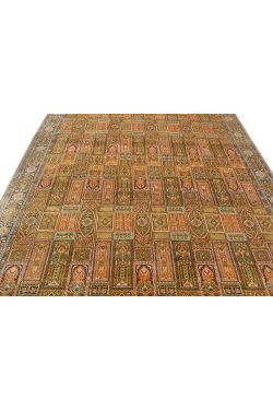 Jewel Mehandi Qum Silk Handknotted Carpet