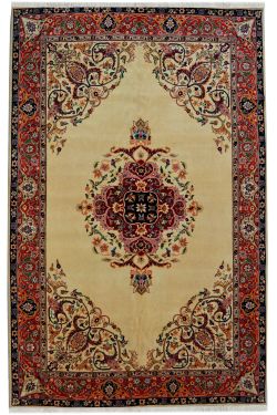 Cream Pie Kashan Floral Medallion Carpet