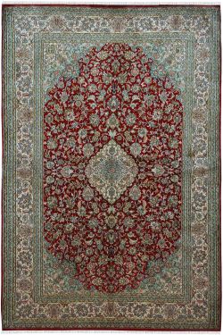 Rouge Gold Medallion Silk Area Rug