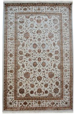 Ivory Floral Booti Fine Handmade Carpet