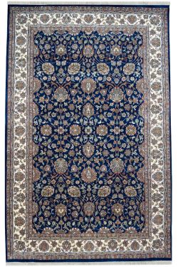 Blue Mughal Floral Fine Handknotted Rug