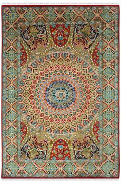 Afreen Ardabil Handknotted Silk Carpet