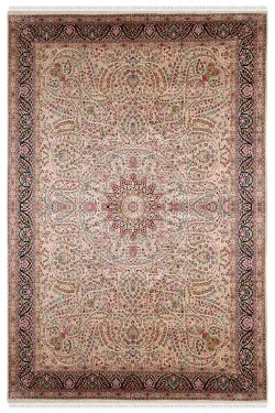 Kashmir Silk Pink Indian Handknotted Carpet 